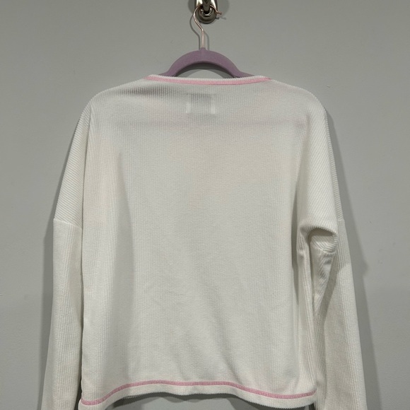 Dudley Stephens Somerset Ribbed Sweatshirt White and Pink Women’s  Small - Picture 2 of 3
